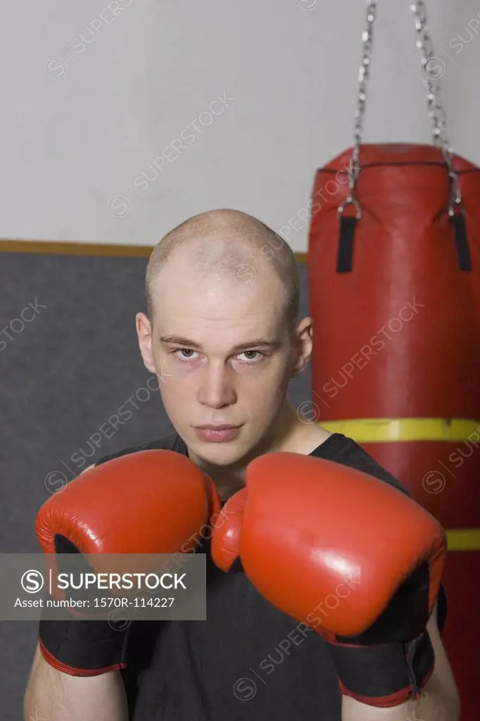 Male boxer in fighting stance
