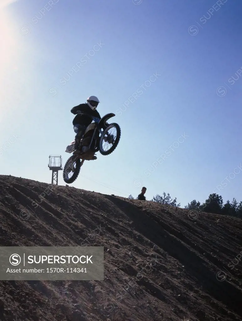 Motocross rider in mid-air