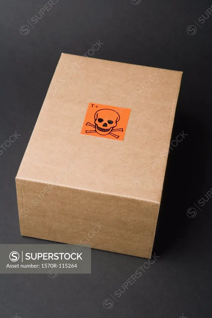 Cardboard box with toxic label
