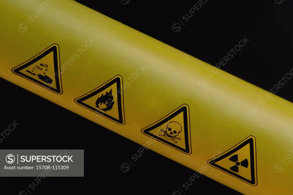 Cordon tape with various warning symbols 