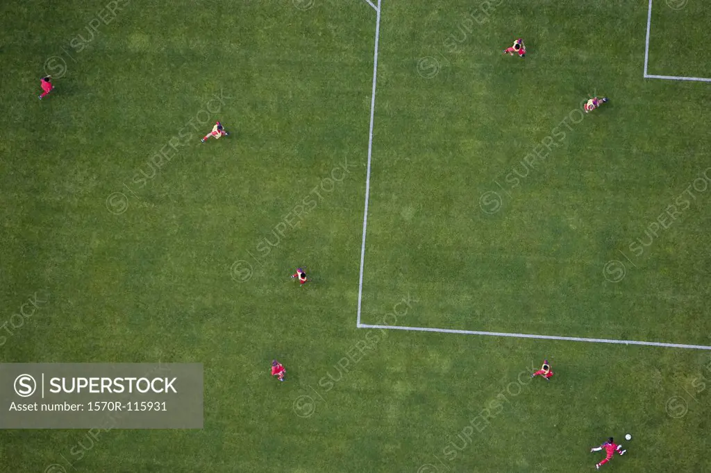 Aerial view of football match