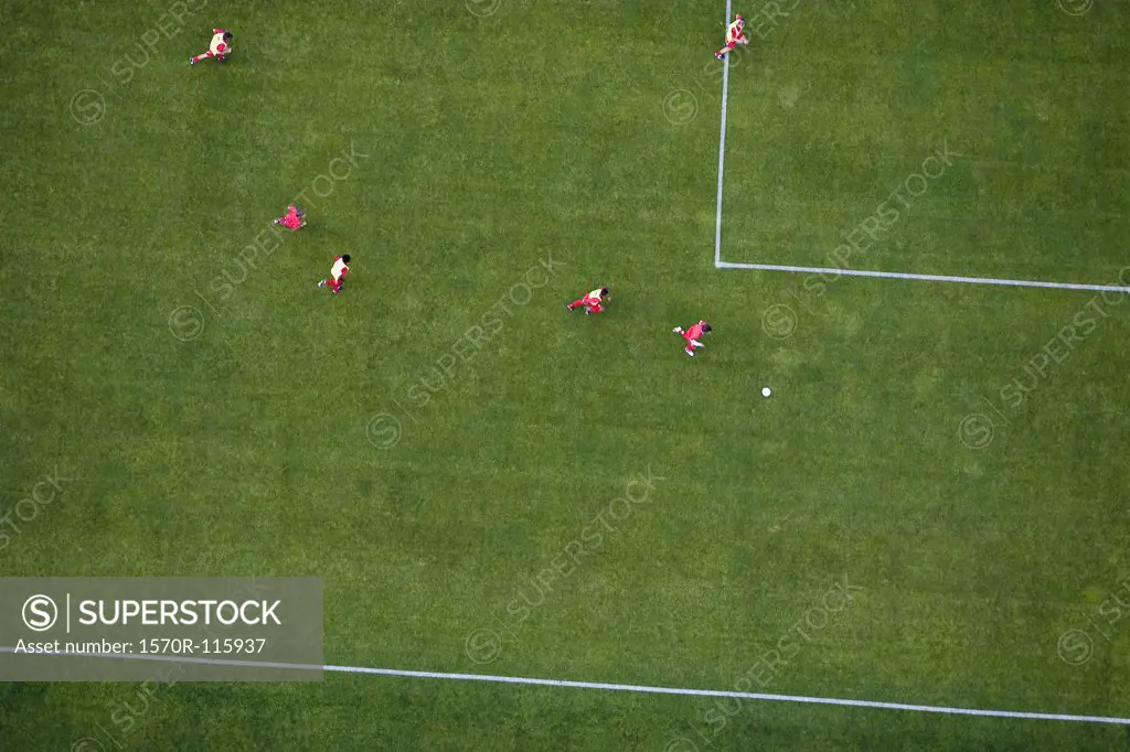 Aerial view of football match