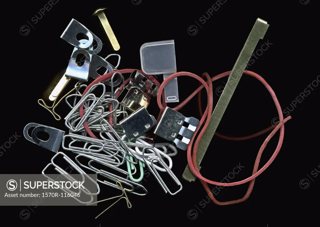 Pile of clips and rubber bands