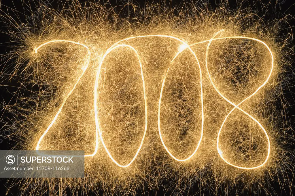 '2008' drawn with a sparkler
