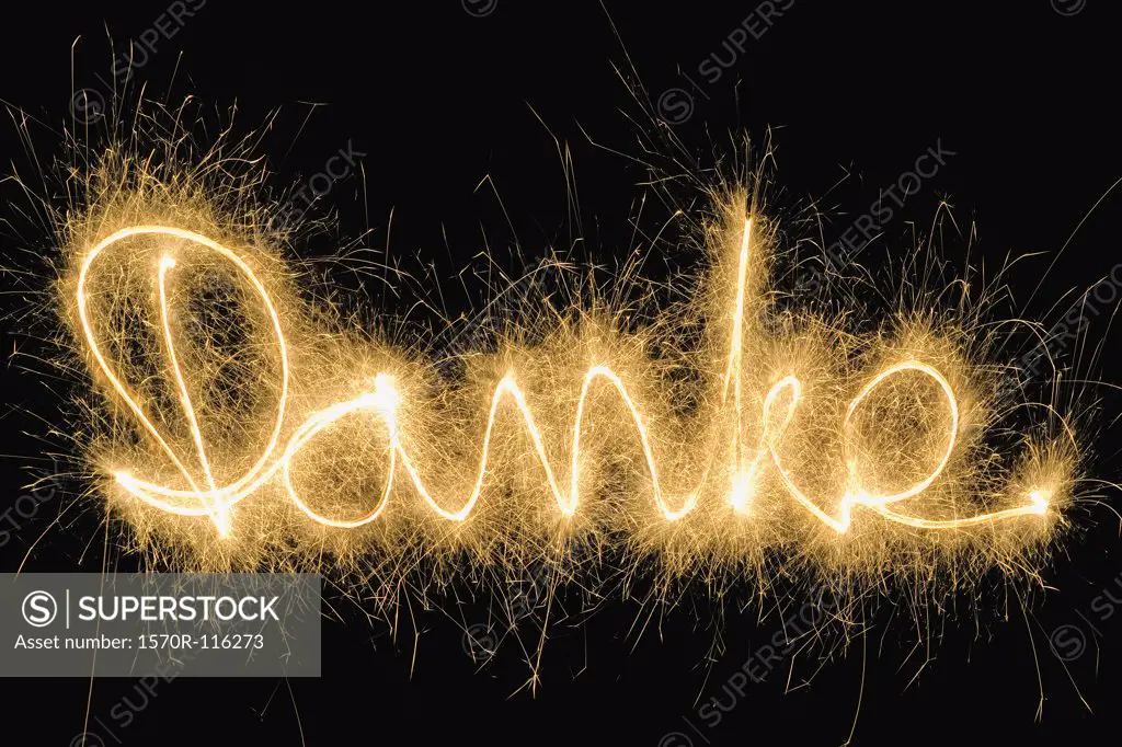 'Danke' drawn with a sparkler