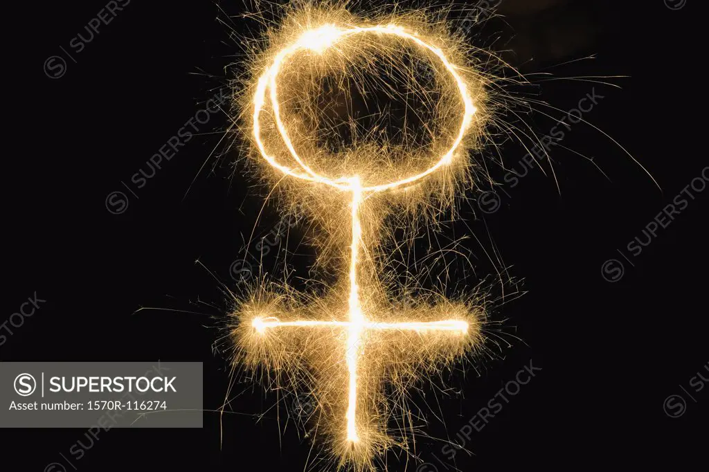 Female Symbol drawn with a sparkler