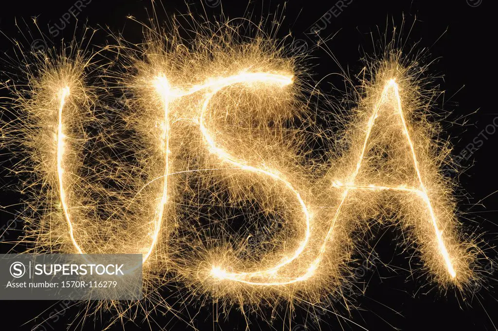 USA Sign drawn with a sparkler