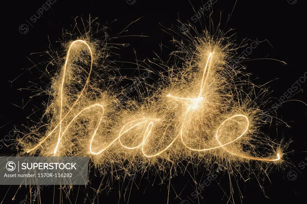 'Hate' drawn with a sparkler