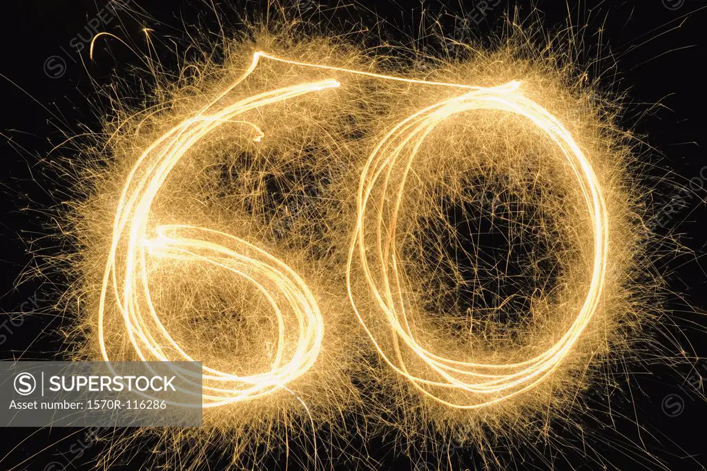 '60' drawn with a sparkler