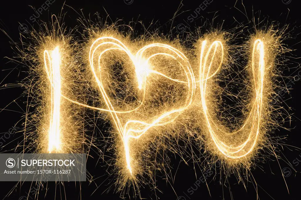 'I Love You' drawn with a sparkler
