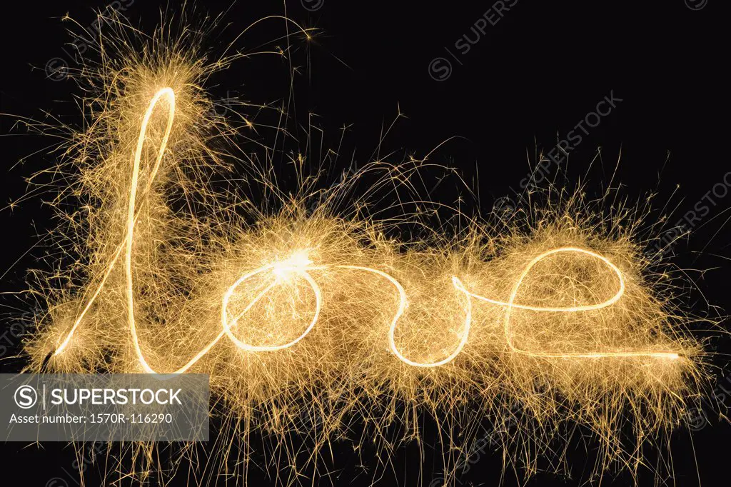 'Love' drawn with a sparkler