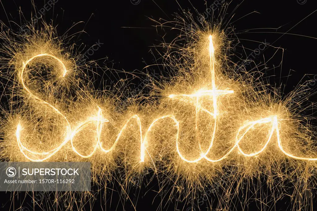'Santa' drawn with a sparkler