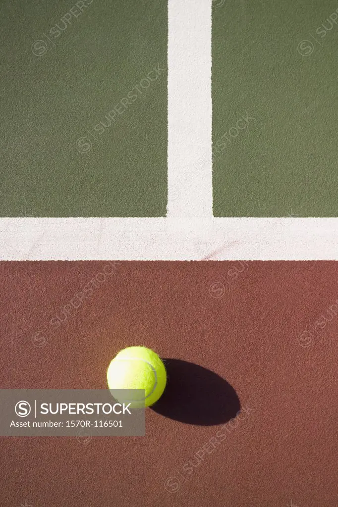 A tennis ball on a tennis court