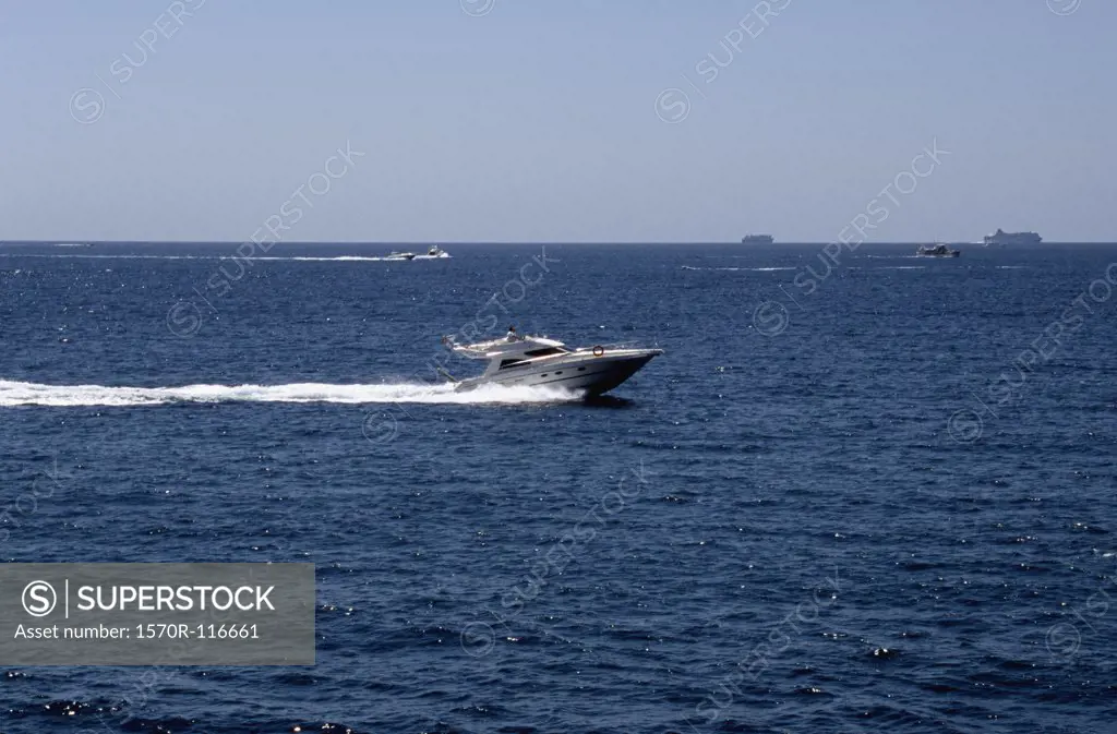 A speedboat on the sea