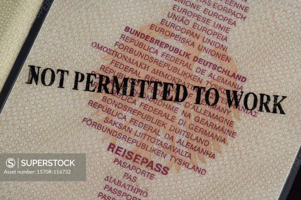 A German passport stamped 'Not Permited To Work'