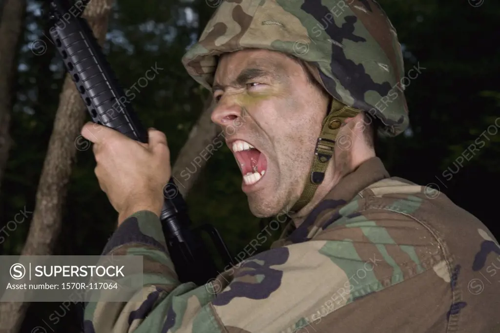 Soldier shouting
