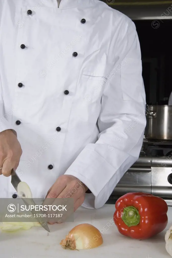 A chef preparing vegetables