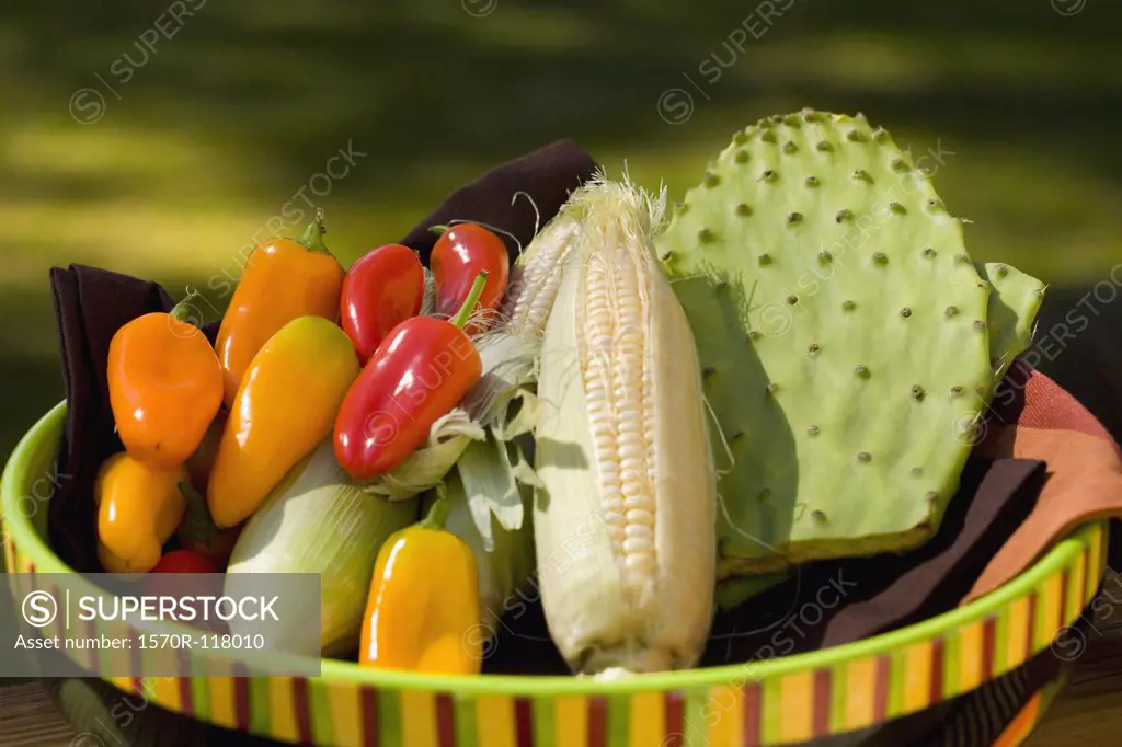Mixed vegetables on a tray