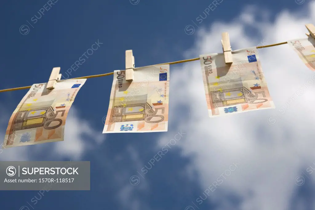 Money on a washing line