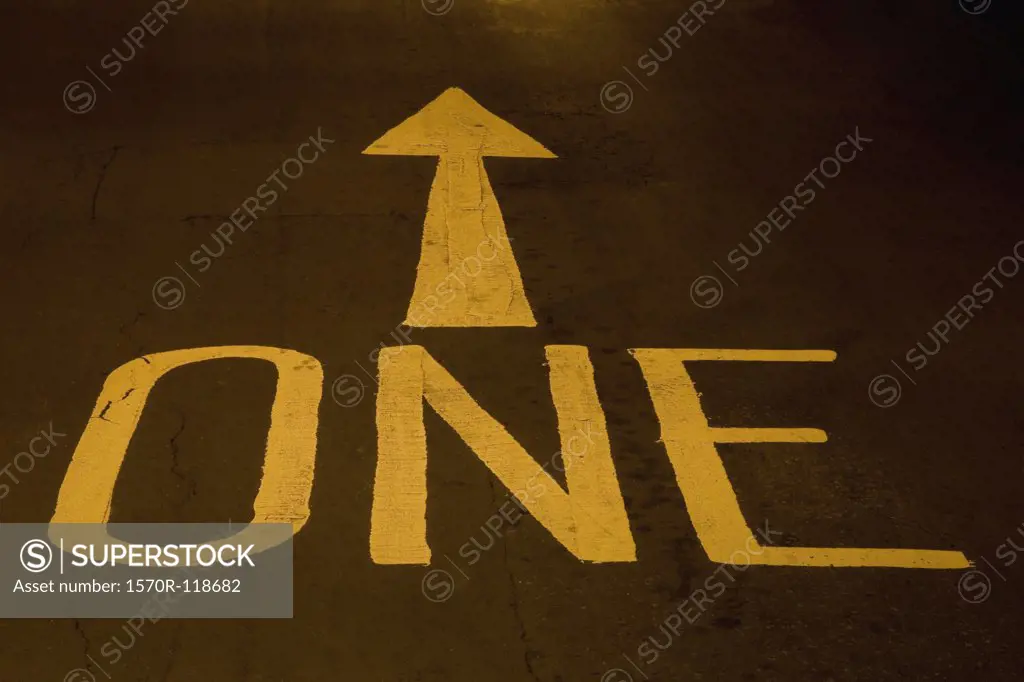 Road markings on a one-way street