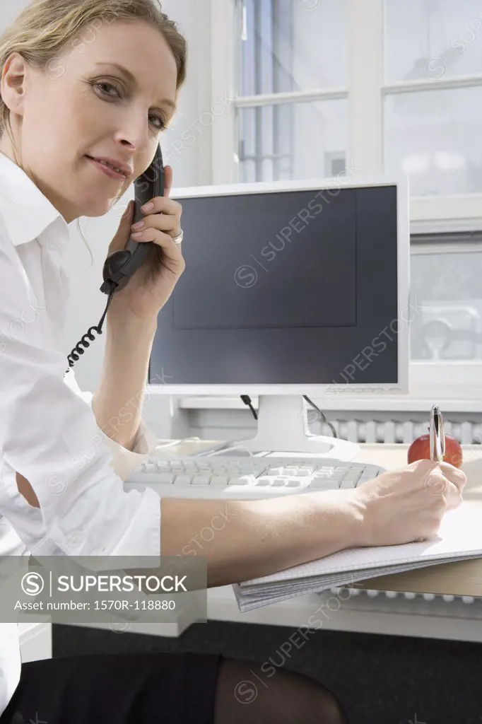 A woman working in an office