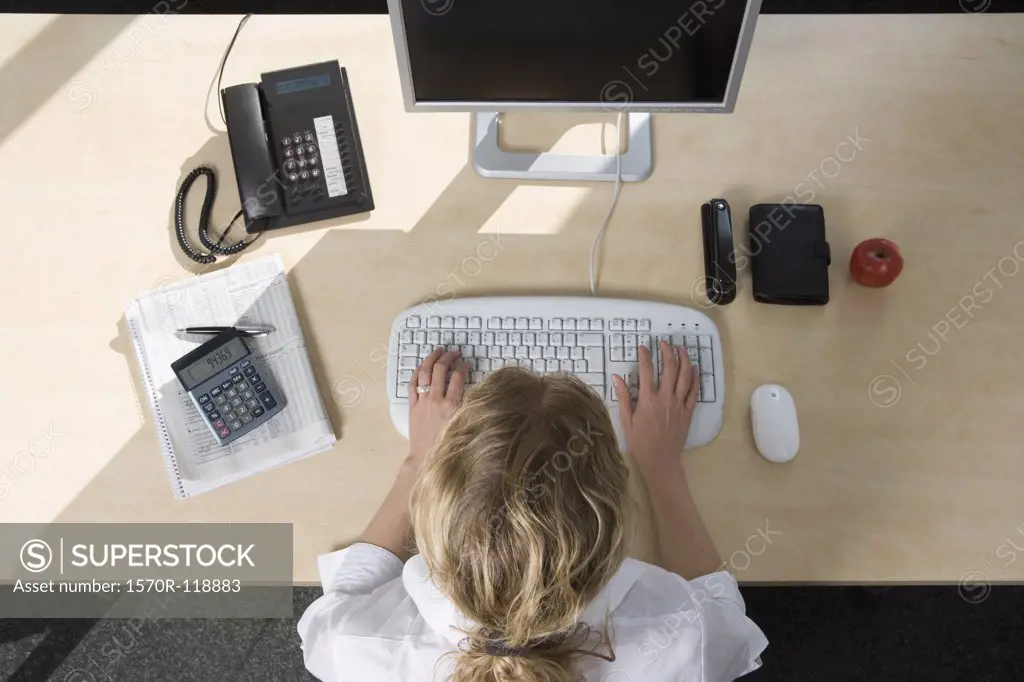 A woman working at a desk