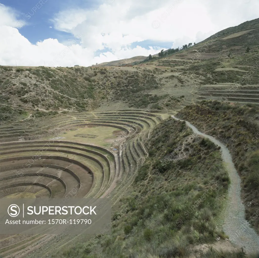 Terraced fields, Inca trail, Peru