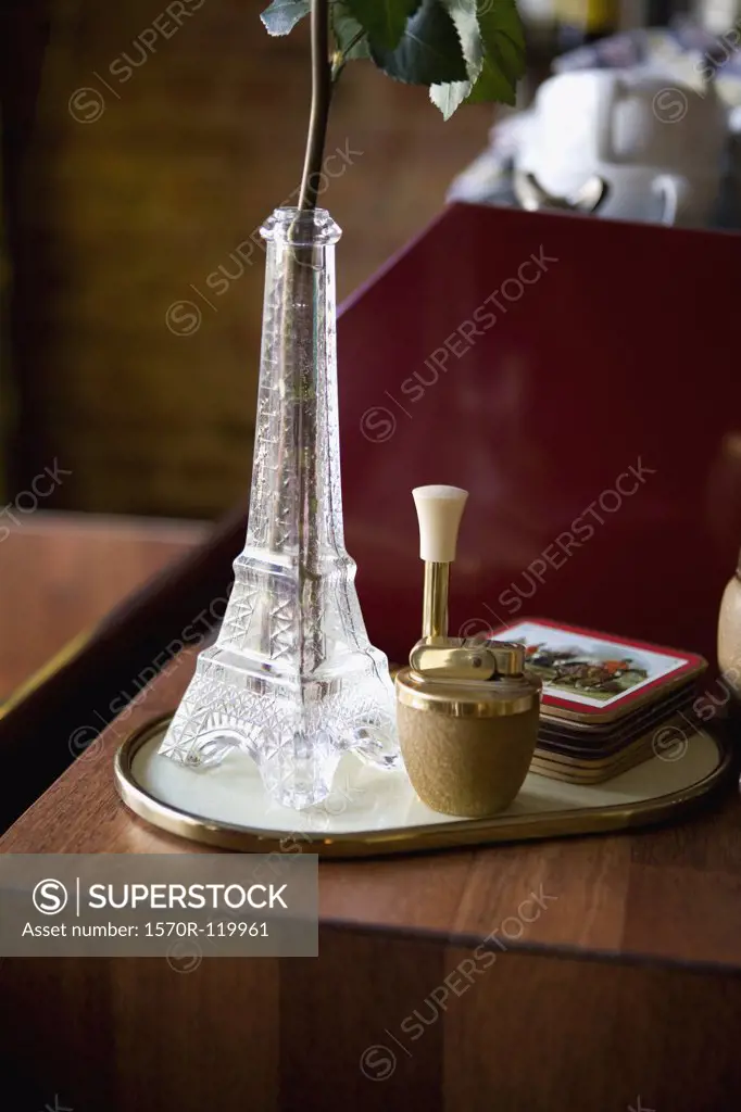 Eiffel Tower shaped vase and ashtray