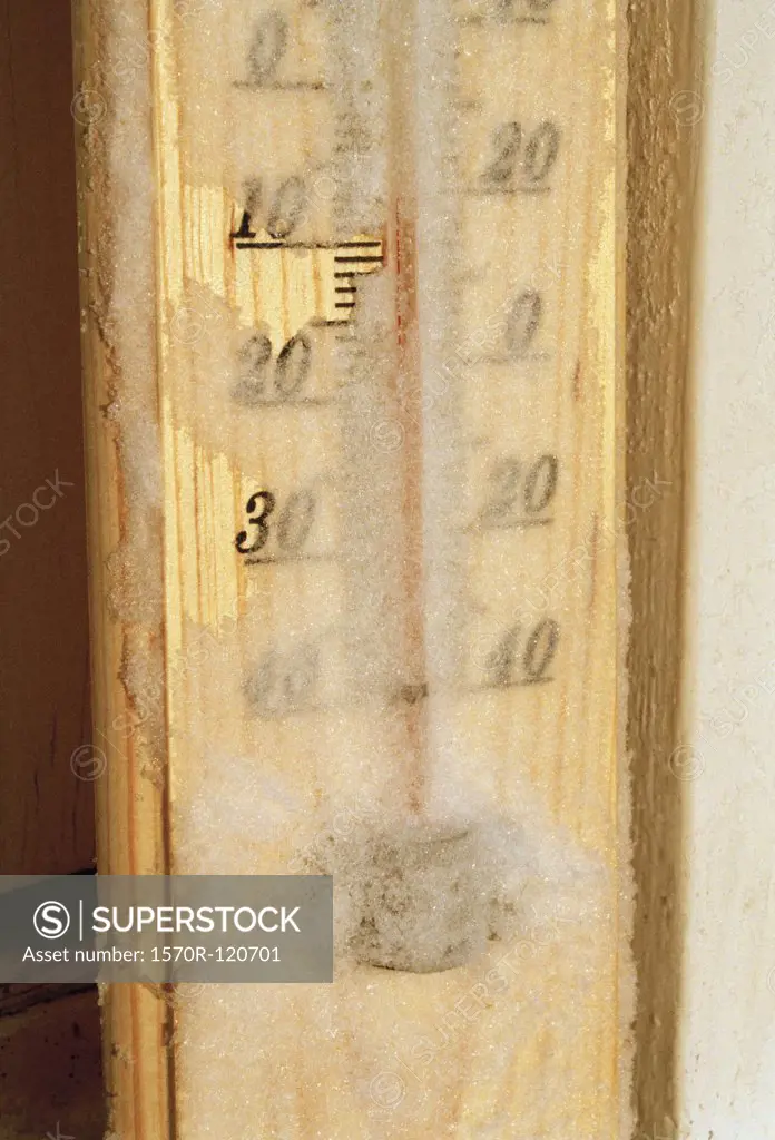 Ice on a thermometer