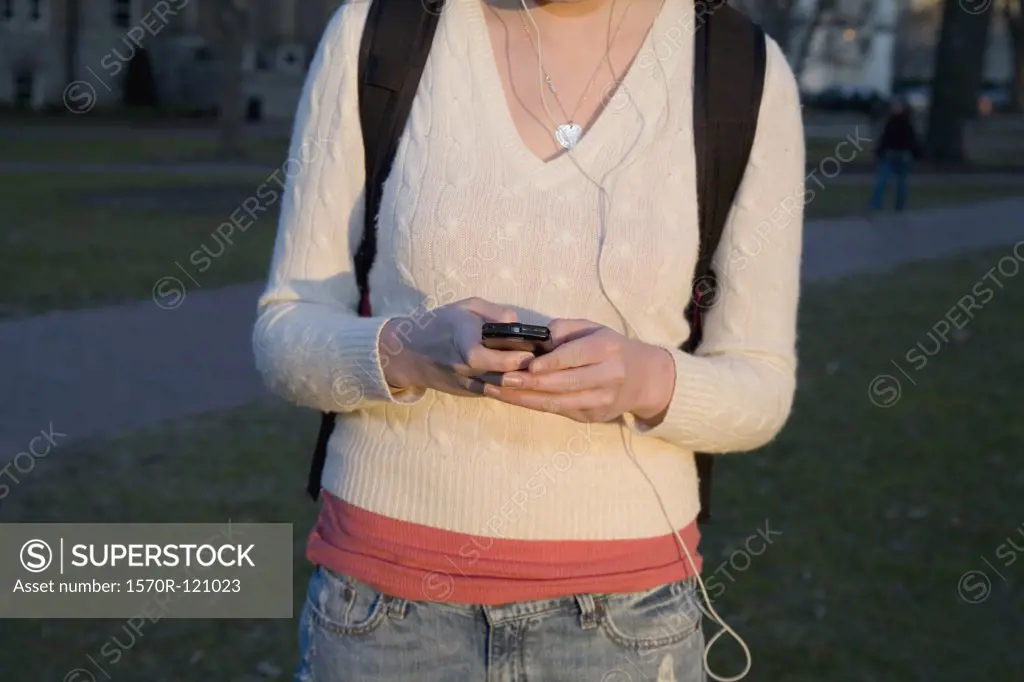 Student using mobile phone