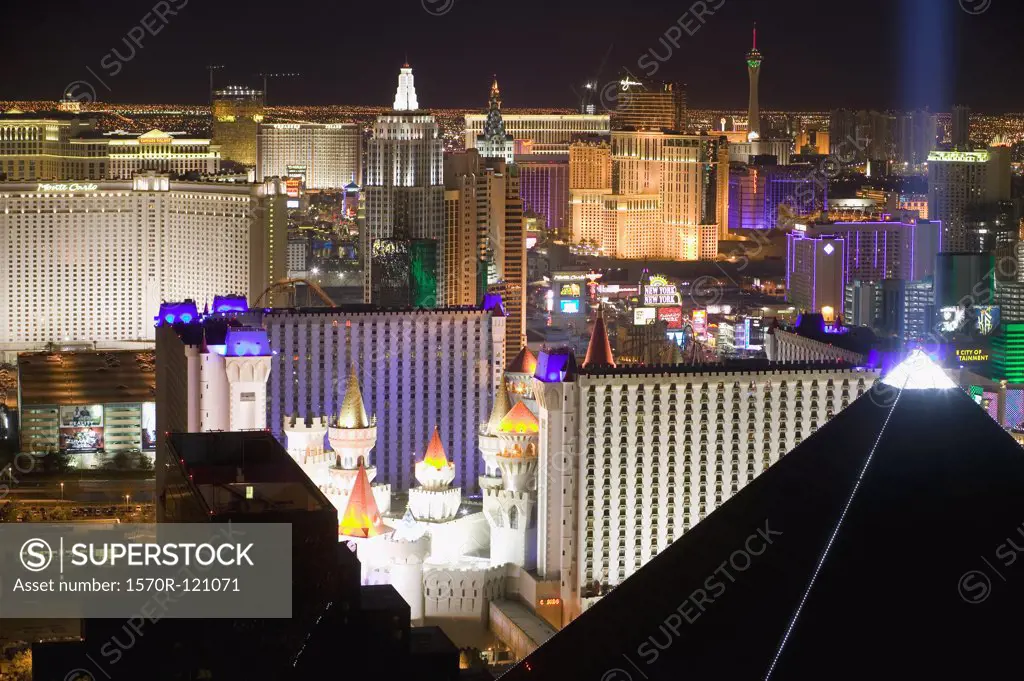 Cityscape at night, Las Vegas, Nevada