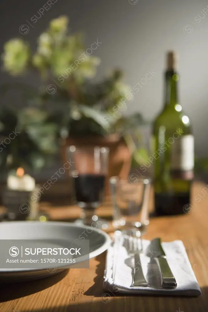 A place setting at a dinner table