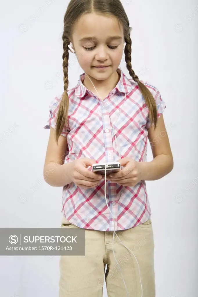 A girl listening to a MP3 Player
