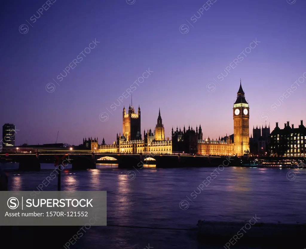 The Houses of Parliament at night, London