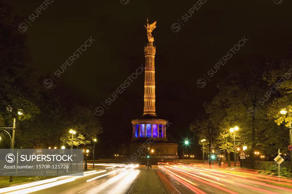 Victory Column at night, Berlin