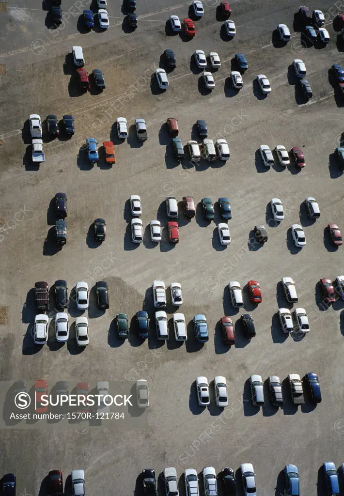 Aerial view of a car park
