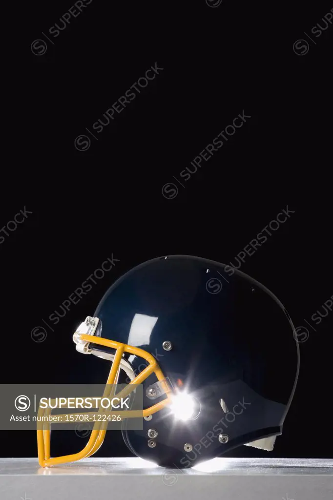 Still life studio shot of a American football helmet