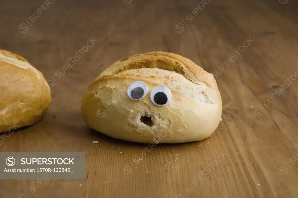 A bead bun with a shocked face