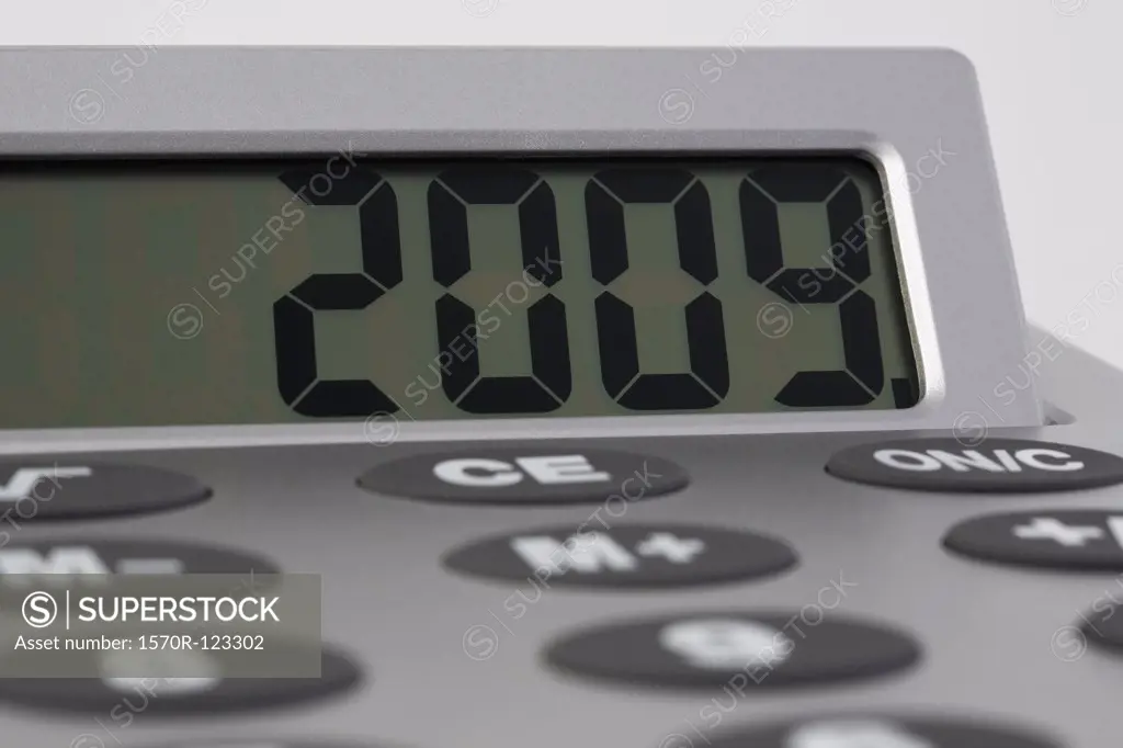 A digital display on a calculator