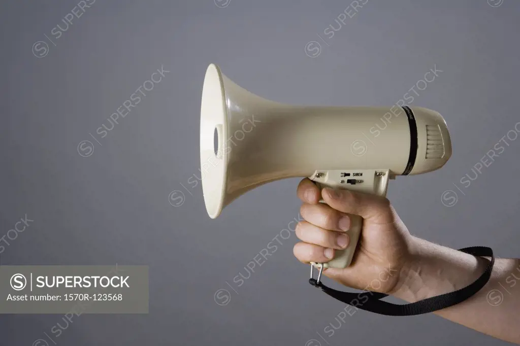 A man holding a megaphone