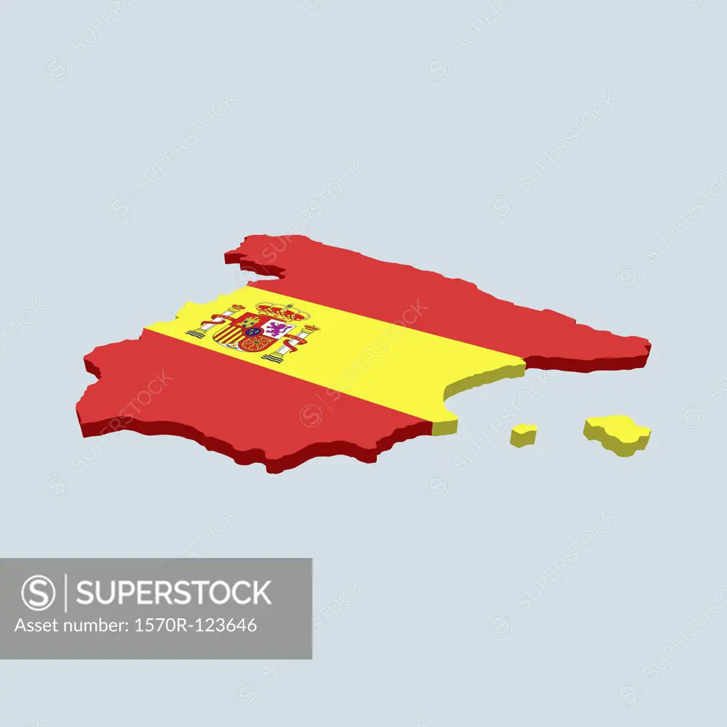 Spanish flag in the shape of Spain