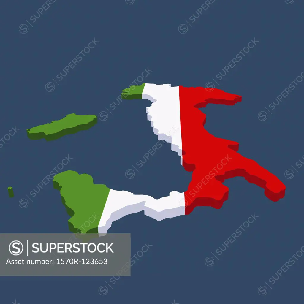Italian flag in the shape of Italy