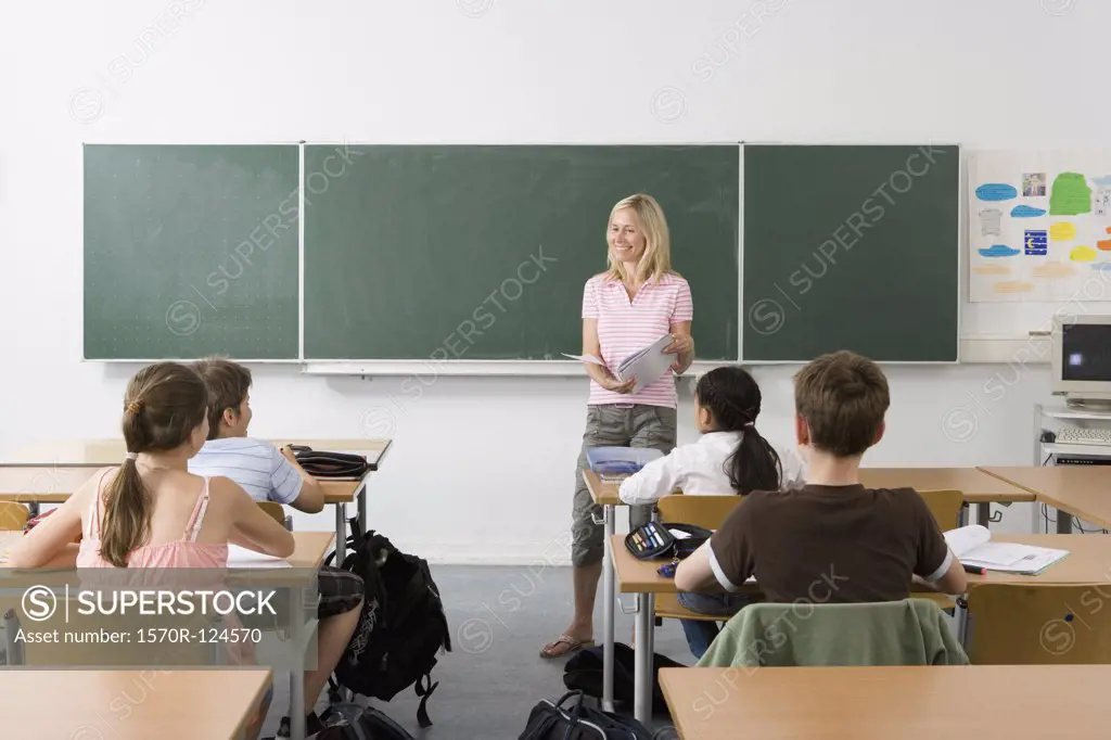 Teacher in front of her class