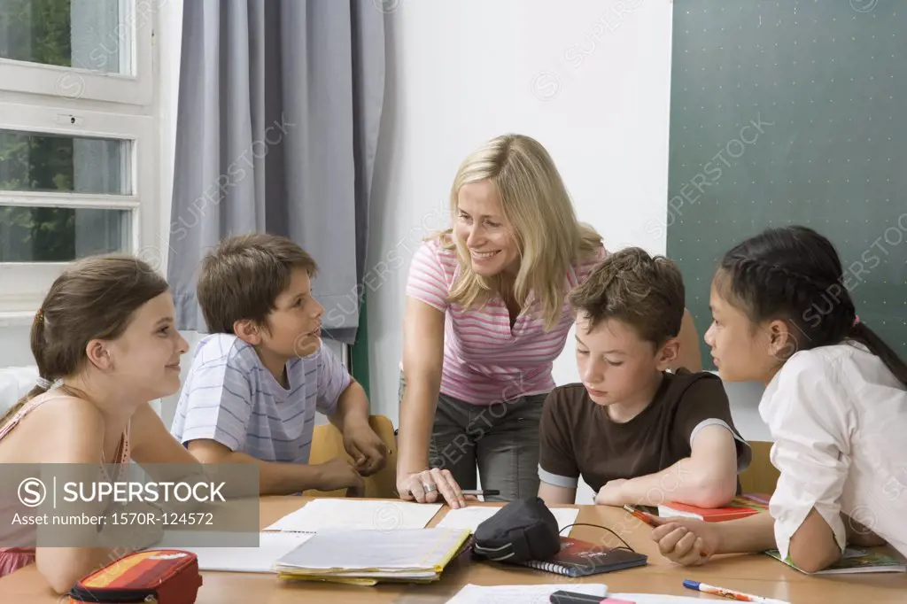 Teacher with her students