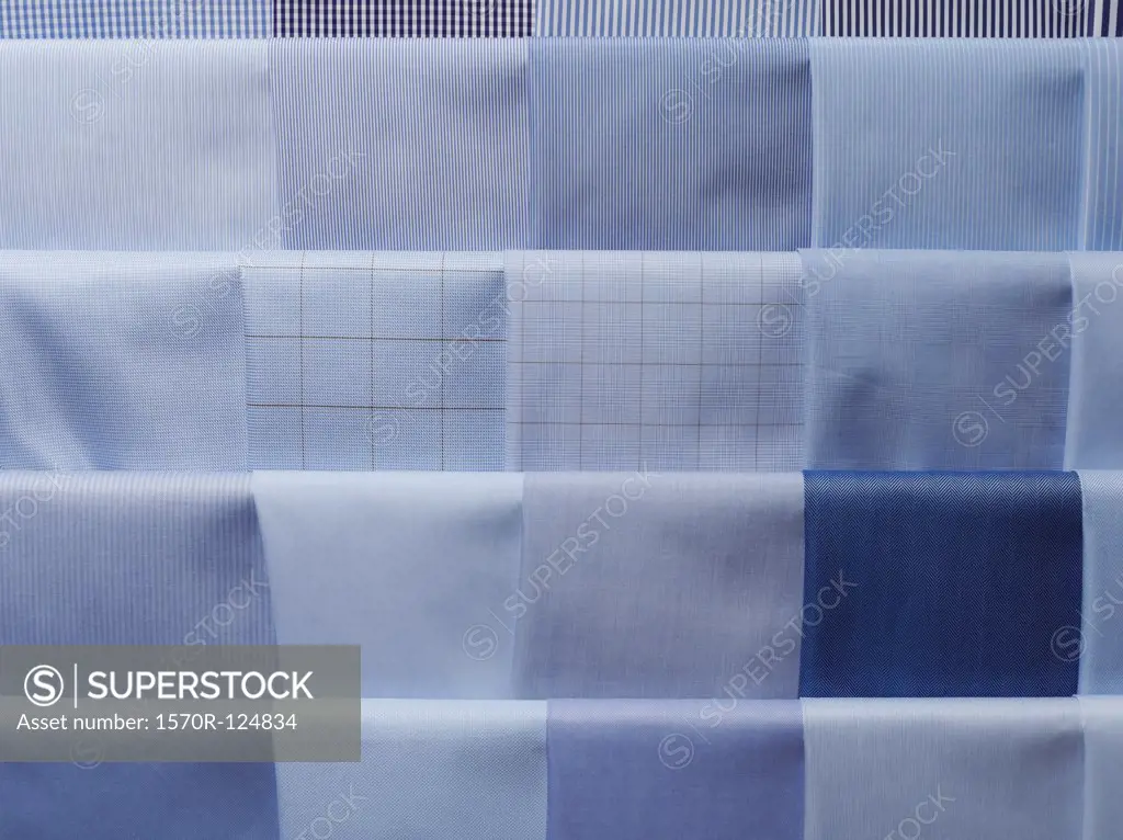 Blue fabric swatches