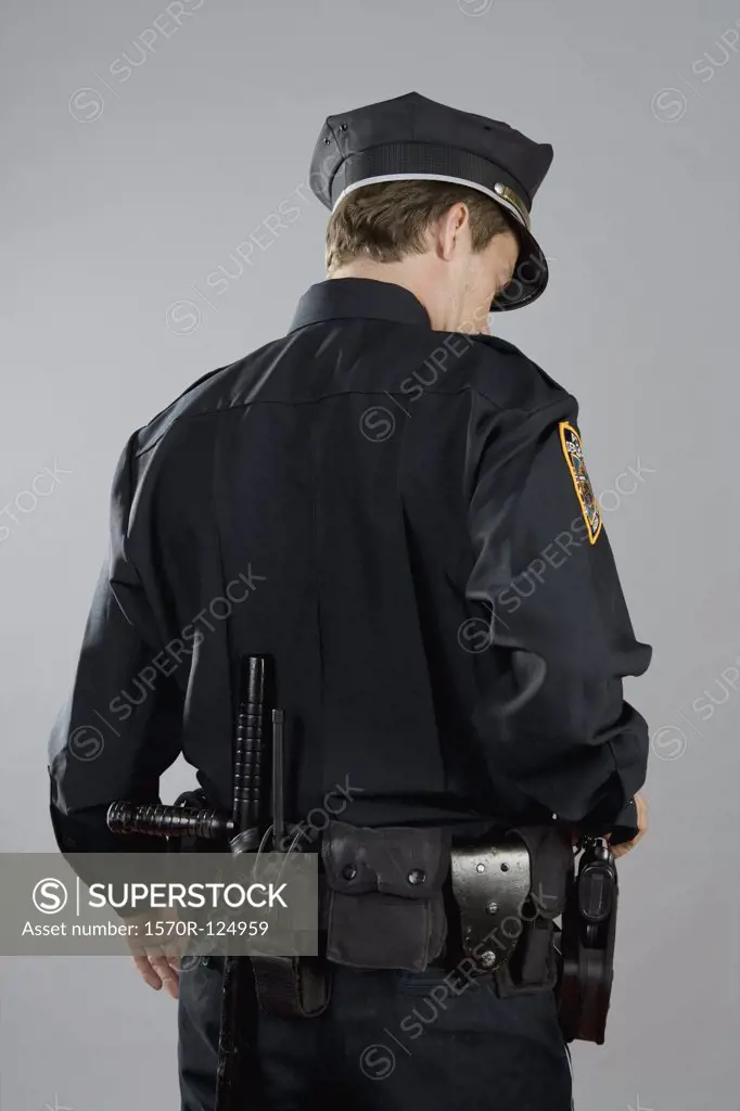 Rear view of a police officer