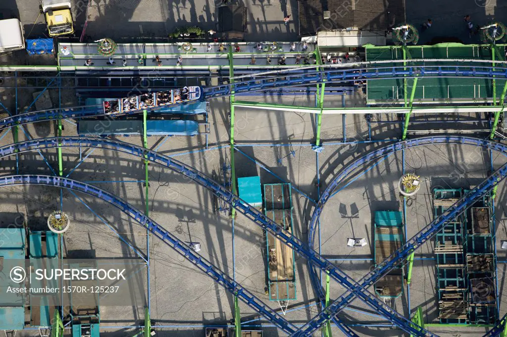 Aerial view of a rollercoaster, Stuttgart, Germany