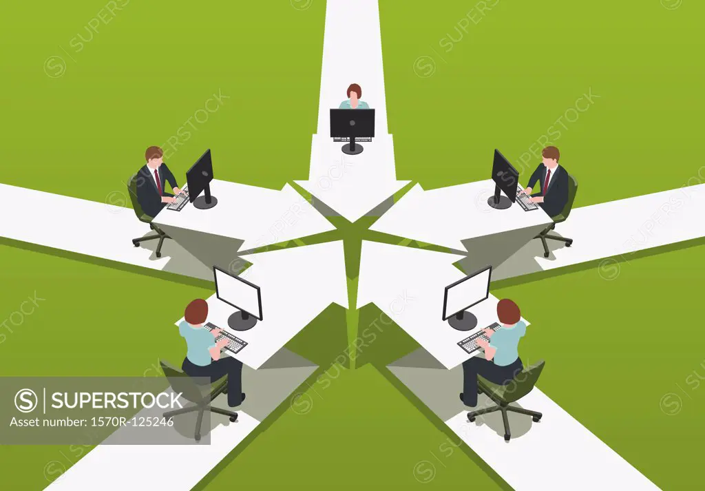 Office workers sitting at desks