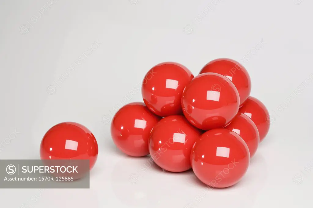 Snooker balls stacked