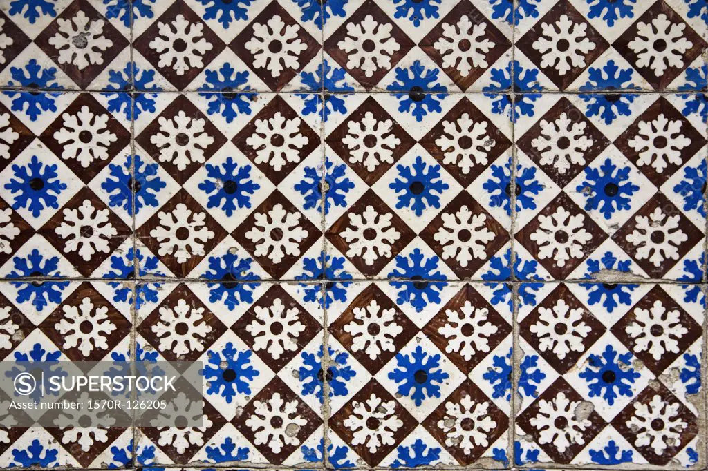 Patterned wall tiles, Porto, Portugal